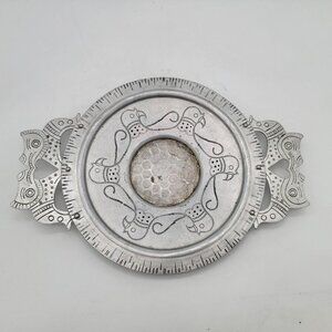 Etched Handled Aluminum Tray with Birds